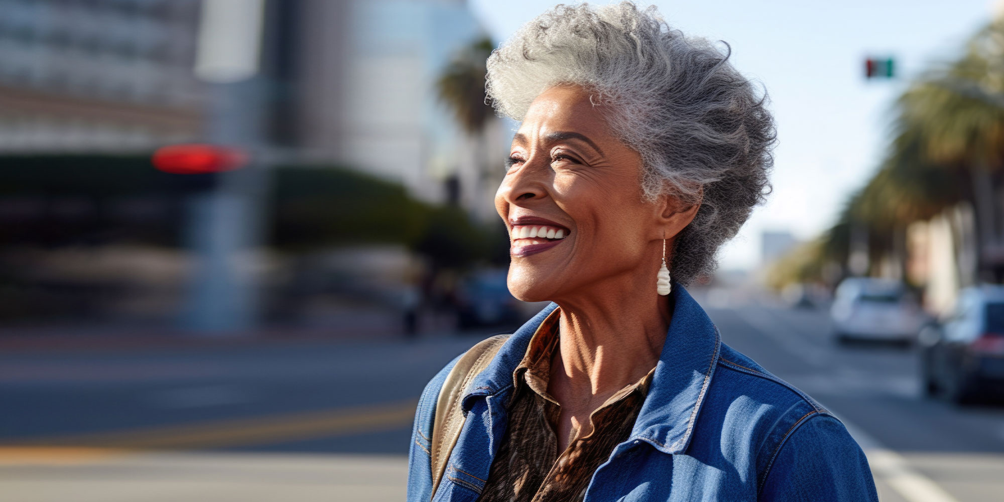 implant patient after surgery smiling out on the town